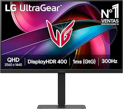 LG 27G640A-B - Monitor Gaming Ultragear, 27", QHD (2560 x 1440), Panel IPS, 300 Hz, 1 ms (GtG), G-Sync Compatible y FreeSync Premium, HDR10, Altura Regulable